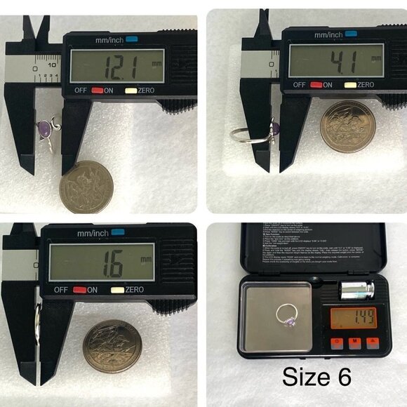 Sterling Silver 925 Oval Amethyst Cabochon Kitty Cat Band Ring Size 5 Cat Lover - Picture 10 of 16